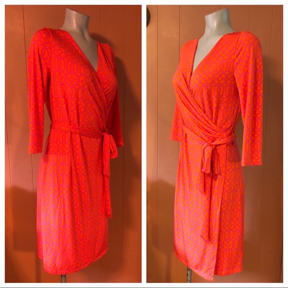 NWT Charlie Paige Wrap Dress, Small, Pink & Orange - Picture 5 of 9